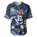 Merry Christmas Bulldogs Baseball Jersey Aboriginal Santa Rugby Mascot - Canterbury Bankstown
