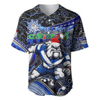 Merry Christmas Bulldogs Baseball Jersey Aboriginal Santa Rugby Mascot - Canterbury Bankstown