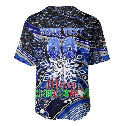 Merry Christmas Bulldogs Baseball Jersey Aboriginal Santa Rugby Mascot - Canterbury Bankstown