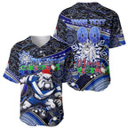 Merry Christmas Bulldogs Baseball Jersey Aboriginal Santa Rugby Mascot - Canterbury Bankstown