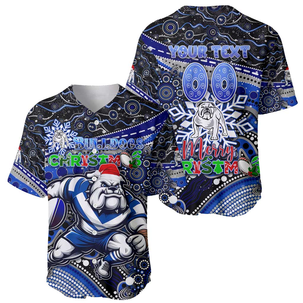 Merry Christmas Bulldogs Baseball Jersey Aboriginal Santa Rugby Mascot - Canterbury Bankstown