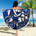 Merry Christmas Bulldogs Beach Blanket Aboriginal Santa Rugby Mascot - Canterbury Bankstown