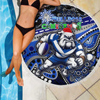 Merry Christmas Bulldogs Beach Blanket Aboriginal Santa Rugby Mascot - Canterbury Bankstown