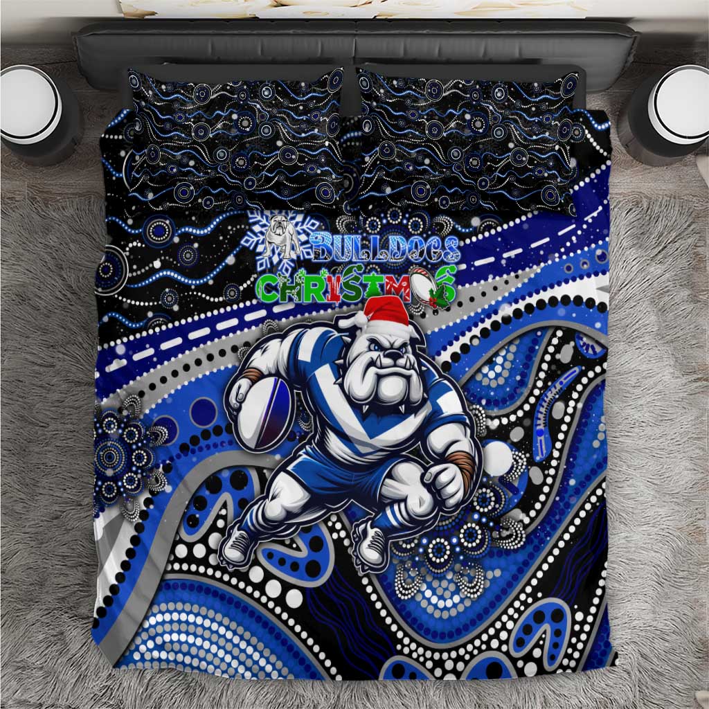 Merry Christmas Bulldogs Bedding Set Aboriginal Santa Rugby Mascot - Canterbury Bankstown