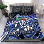 Merry Christmas Bulldogs Bedding Set Aboriginal Santa Rugby Mascot - Canterbury Bankstown