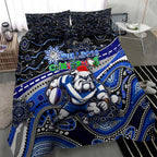 Merry Christmas Bulldogs Bedding Set Aboriginal Santa Rugby Mascot - Canterbury Bankstown