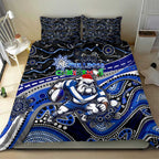 Merry Christmas Bulldogs Bedding Set Aboriginal Santa Rugby Mascot - Canterbury Bankstown