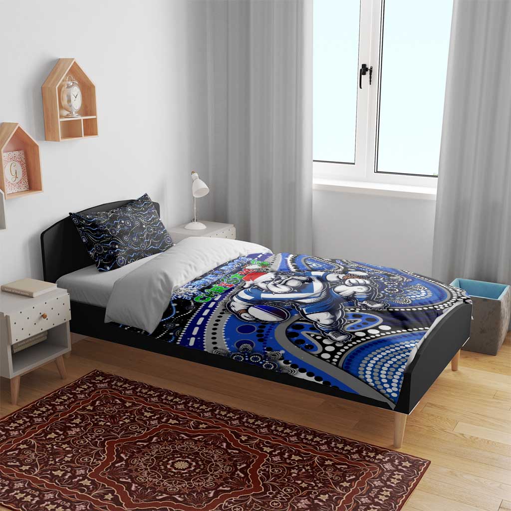 Merry Christmas Bulldogs Bedding Set Aboriginal Santa Rugby Mascot - Canterbury Bankstown