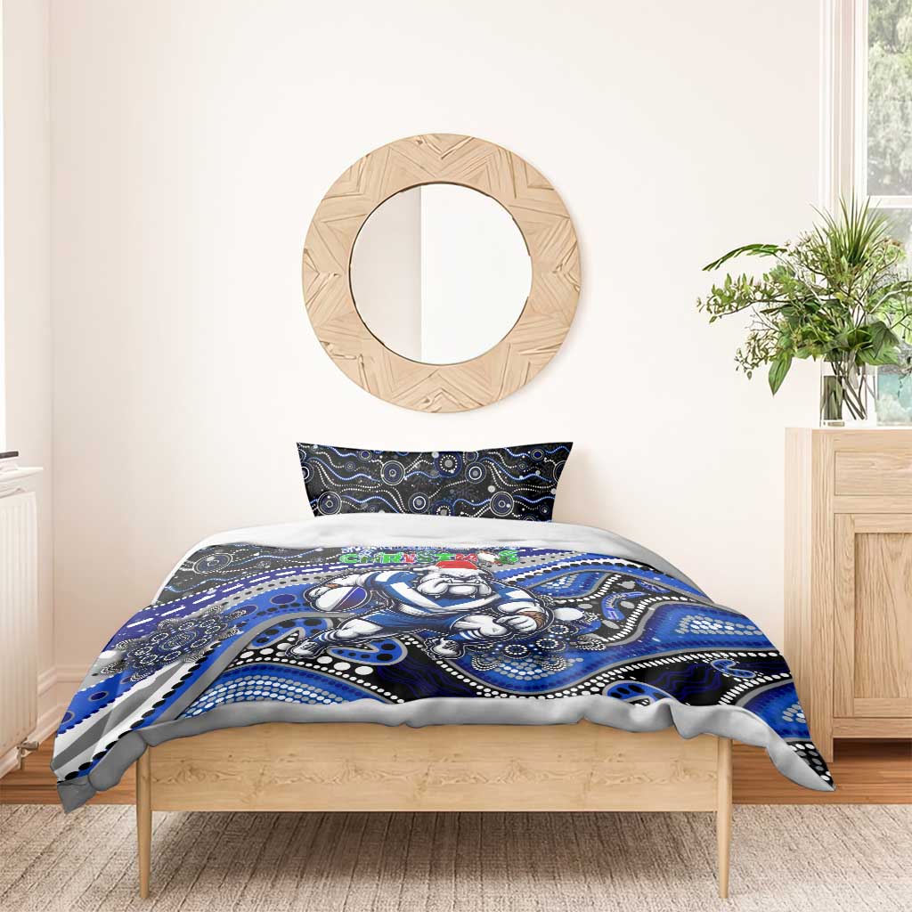 Merry Christmas Bulldogs Bedding Set Aboriginal Santa Rugby Mascot - Canterbury Bankstown
