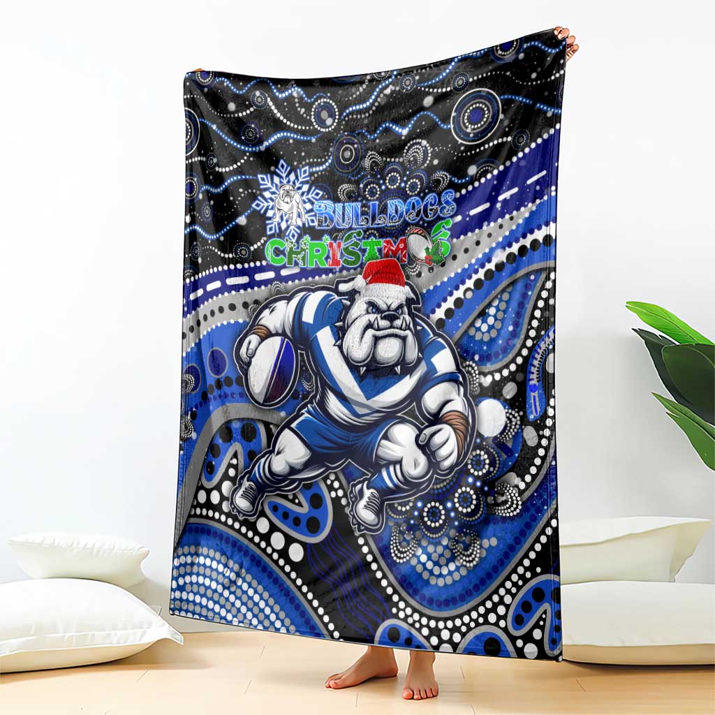 Merry Christmas Bulldogs Blanket Aboriginal Santa Rugby Mascot - Canterbury Bankstown