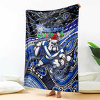 Merry Christmas Bulldogs Blanket Aboriginal Santa Rugby Mascot - Canterbury Bankstown