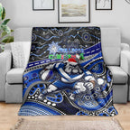 Merry Christmas Bulldogs Blanket Aboriginal Santa Rugby Mascot - Canterbury Bankstown