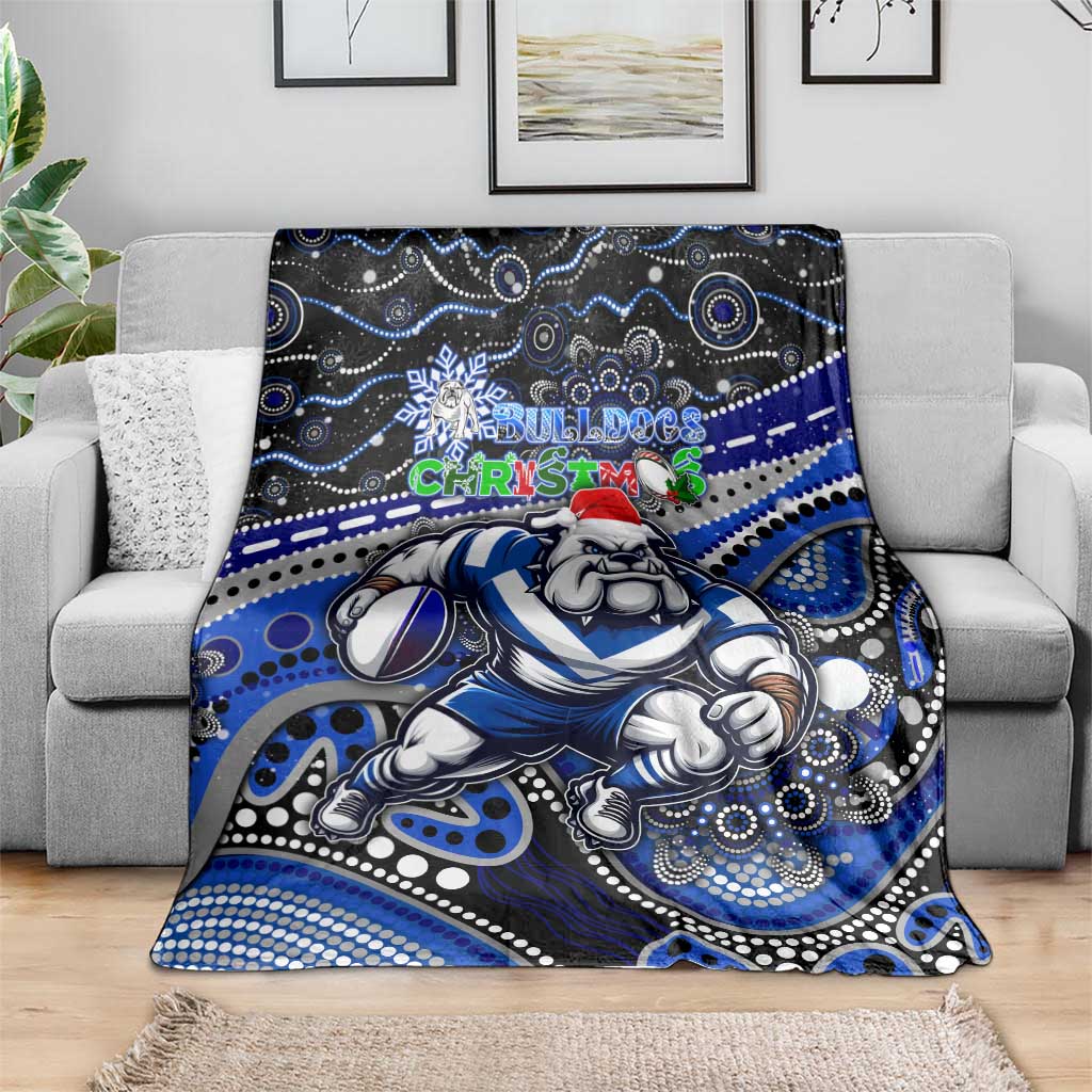 Merry Christmas Bulldogs Blanket Aboriginal Santa Rugby Mascot - Canterbury Bankstown