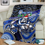 Merry Christmas Bulldogs Blanket Aboriginal Santa Rugby Mascot - Canterbury Bankstown