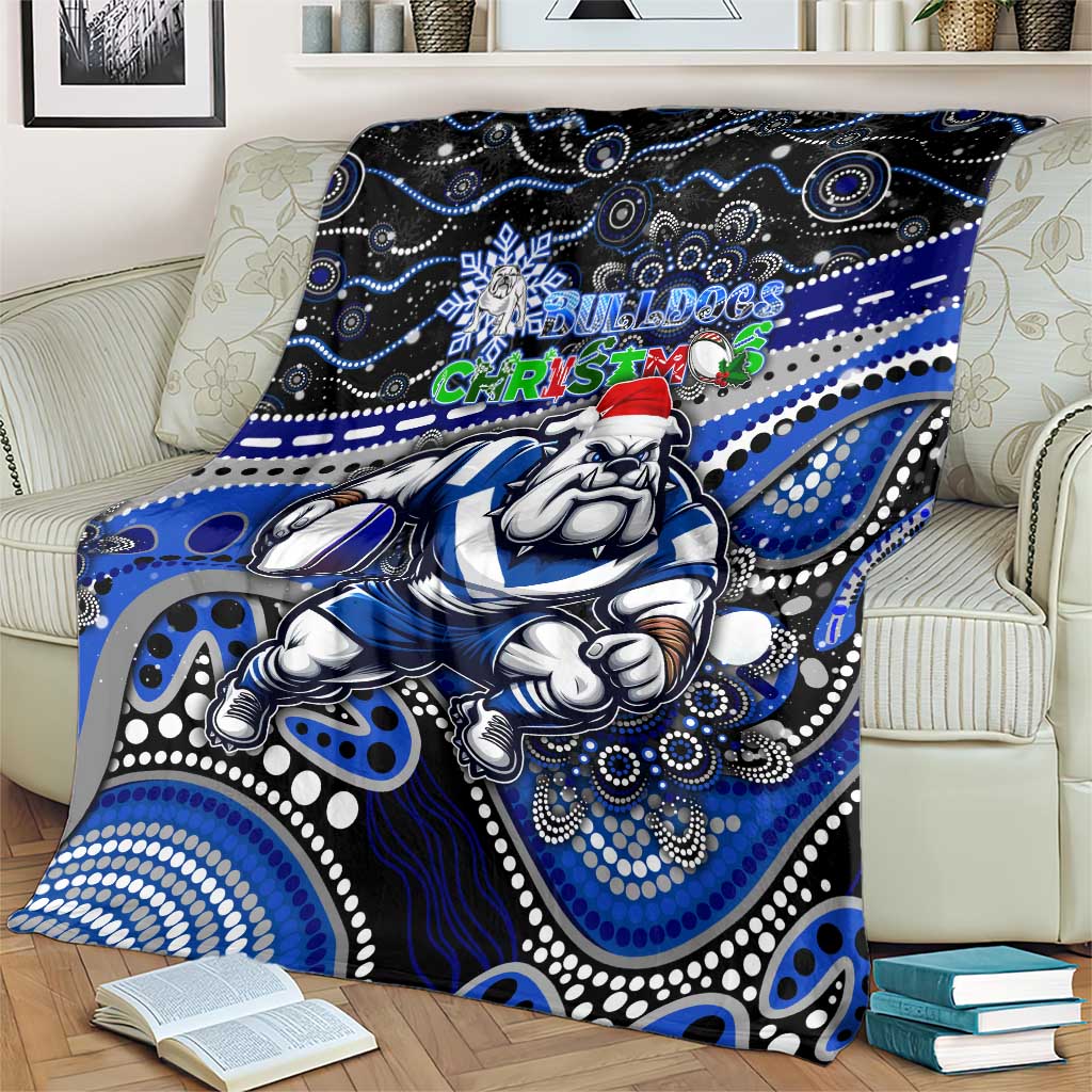 Merry Christmas Bulldogs Blanket Aboriginal Santa Rugby Mascot - Canterbury Bankstown