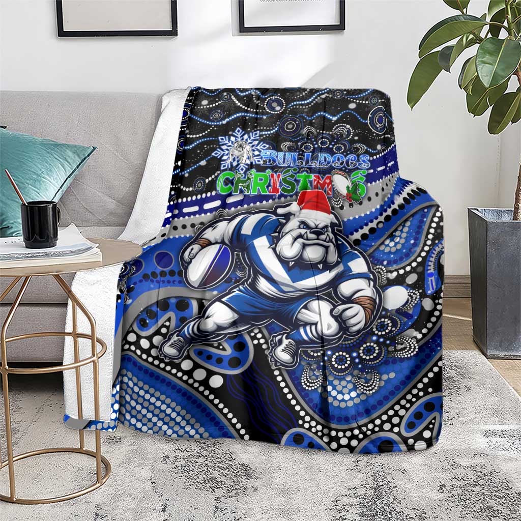 Merry Christmas Bulldogs Blanket Aboriginal Santa Rugby Mascot - Canterbury Bankstown