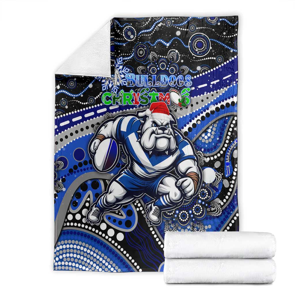 Merry Christmas Bulldogs Blanket Aboriginal Santa Rugby Mascot - Canterbury Bankstown