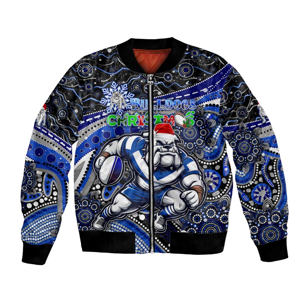 Merry Christmas Bulldogs Bomber Jacket Aboriginal Santa Rugby Mascot - Canterbury Bankstown