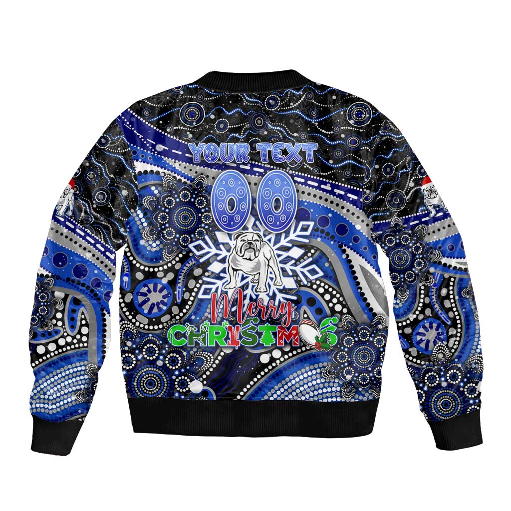 Merry Christmas Bulldogs Bomber Jacket Aboriginal Santa Rugby Mascot - Canterbury Bankstown