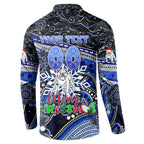 Merry Christmas Bulldogs Button Sweatshirt Aboriginal Santa Rugby Mascot - Canterbury Bankstown