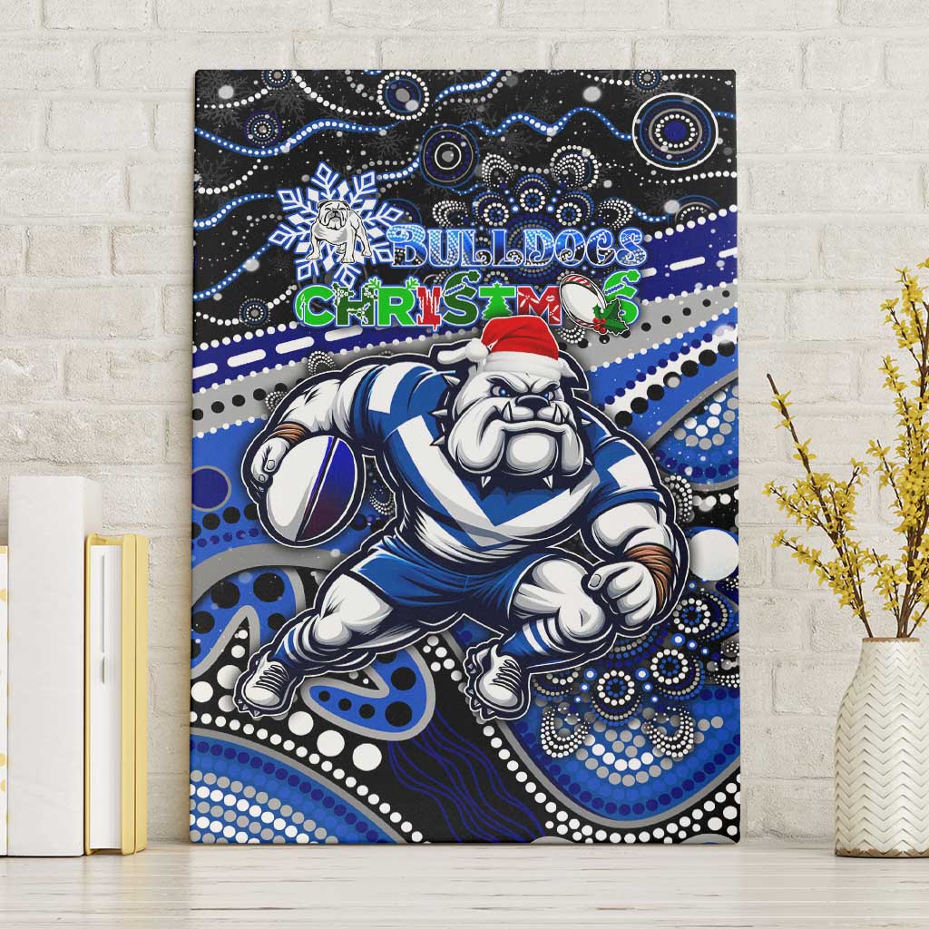 Merry Christmas Bulldogs Canvas Wall Art Aboriginal Santa Rugby Mascot - Canterbury Bankstown