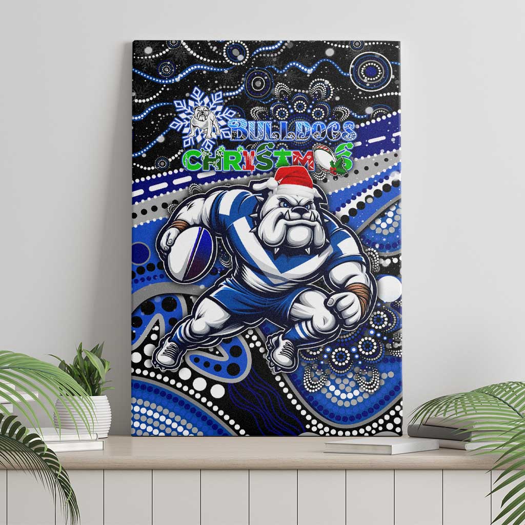 Merry Christmas Bulldogs Canvas Wall Art Aboriginal Santa Rugby Mascot - Canterbury Bankstown