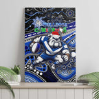 Merry Christmas Bulldogs Canvas Wall Art Aboriginal Santa Rugby Mascot - Canterbury Bankstown