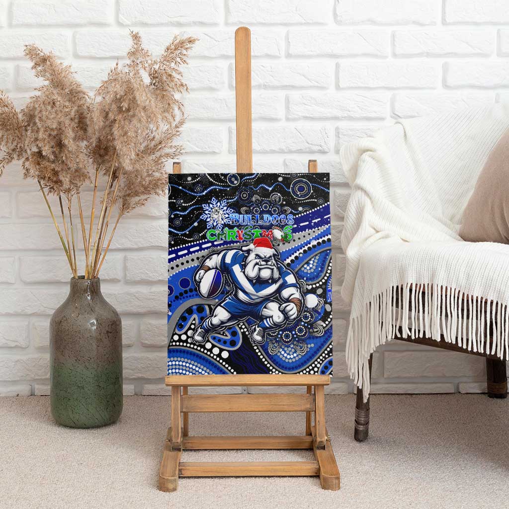 Merry Christmas Bulldogs Canvas Wall Art Aboriginal Santa Rugby Mascot - Canterbury Bankstown