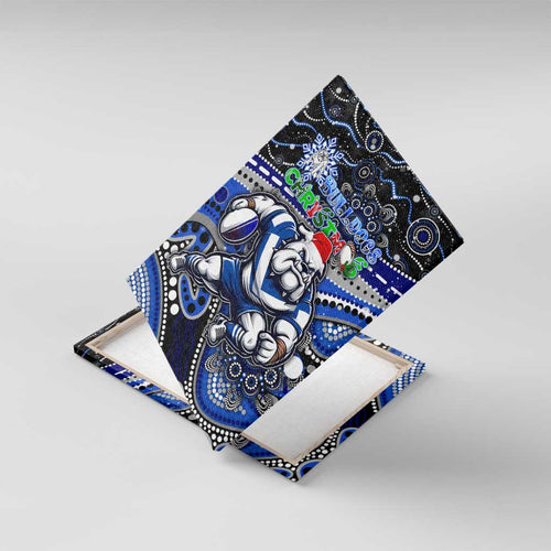Merry Christmas Bulldogs Canvas Wall Art Aboriginal Santa Rugby Mascot - Canterbury Bankstown