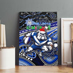 Merry Christmas Bulldogs Canvas Wall Art Aboriginal Santa Rugby Mascot - Canterbury Bankstown