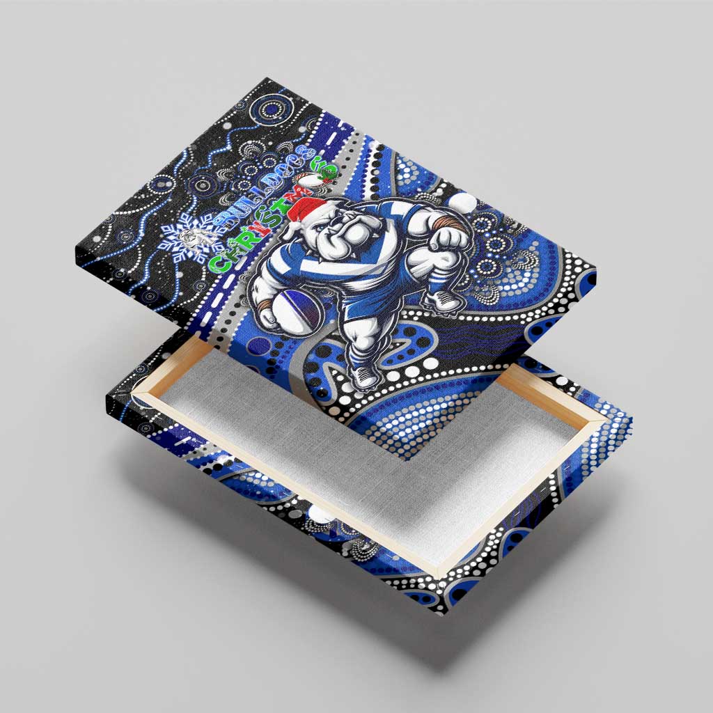 Merry Christmas Bulldogs Canvas Wall Art Aboriginal Santa Rugby Mascot - Canterbury Bankstown