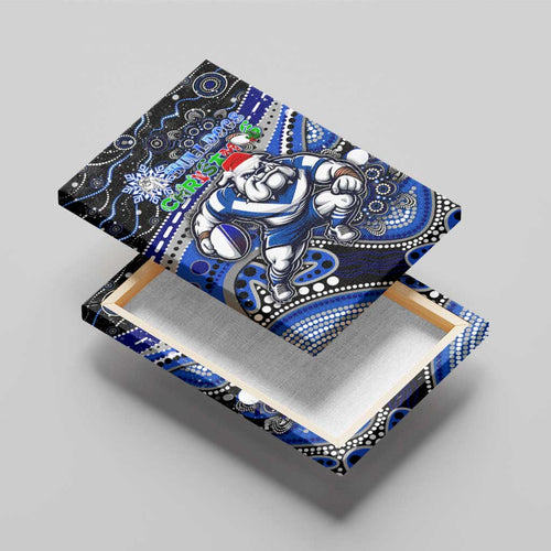 Merry Christmas Bulldogs Canvas Wall Art Aboriginal Santa Rugby Mascot - Canterbury Bankstown