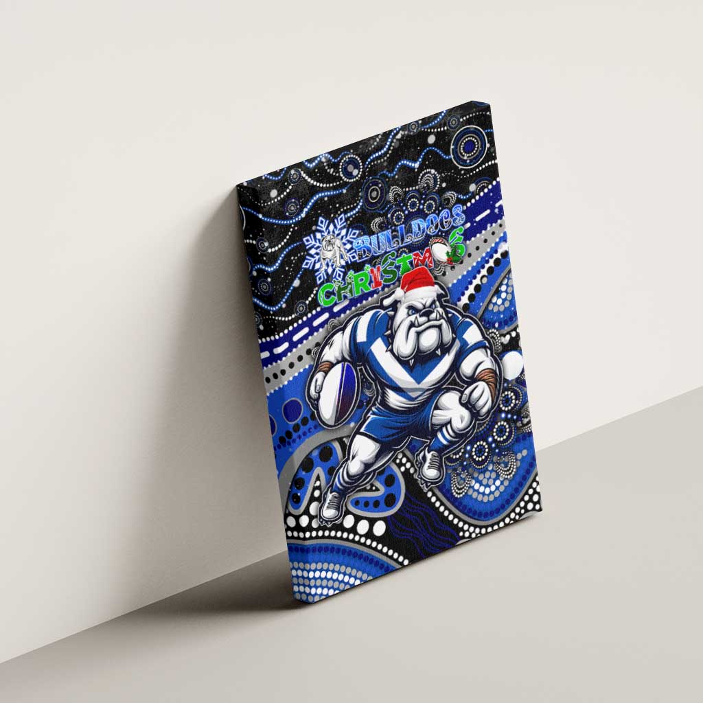 Merry Christmas Bulldogs Canvas Wall Art Aboriginal Santa Rugby Mascot - Canterbury Bankstown
