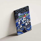 Merry Christmas Bulldogs Canvas Wall Art Aboriginal Santa Rugby Mascot - Canterbury Bankstown