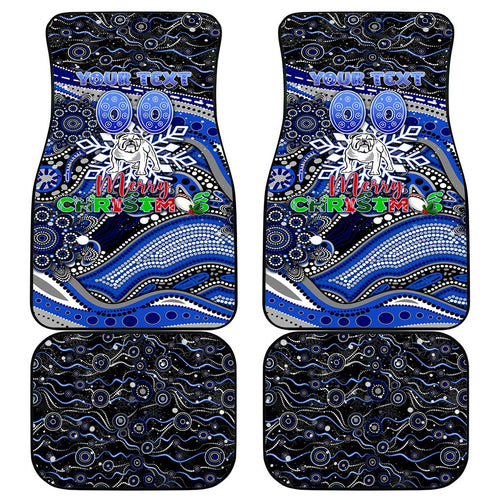 Merry Christmas Bulldogs Car Mats Aboriginal Santa Rugby Mascot - Canterbury Bankstown