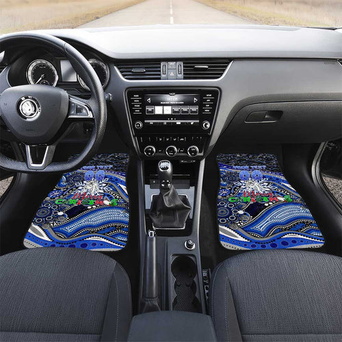 Merry Christmas Bulldogs Car Mats Aboriginal Santa Rugby Mascot - Canterbury Bankstown