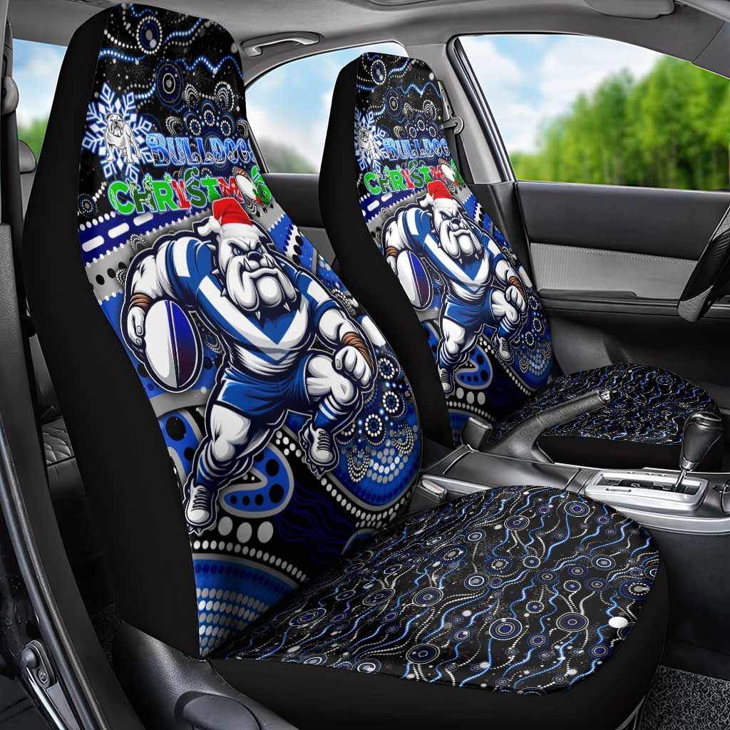 Merry Christmas Bulldogs Car Seat Cover Aboriginal Santa Rugby Mascot - Canterbury Bankstown