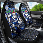 Merry Christmas Bulldogs Car Seat Cover Aboriginal Santa Rugby Mascot - Canterbury Bankstown