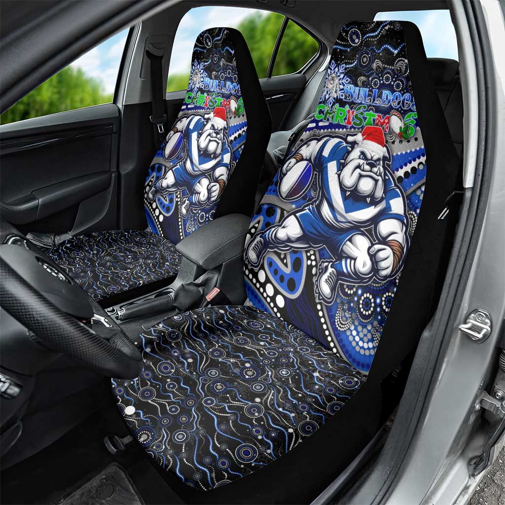 Merry Christmas Bulldogs Car Seat Cover Aboriginal Santa Rugby Mascot - Canterbury Bankstown
