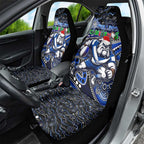Merry Christmas Bulldogs Car Seat Cover Aboriginal Santa Rugby Mascot - Canterbury Bankstown