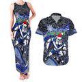 Merry Christmas Bulldogs Couples Matching Tank Maxi Dress and Hawaiian Shirt Aboriginal Santa Rugby Mascot - Canterbury Bankstown