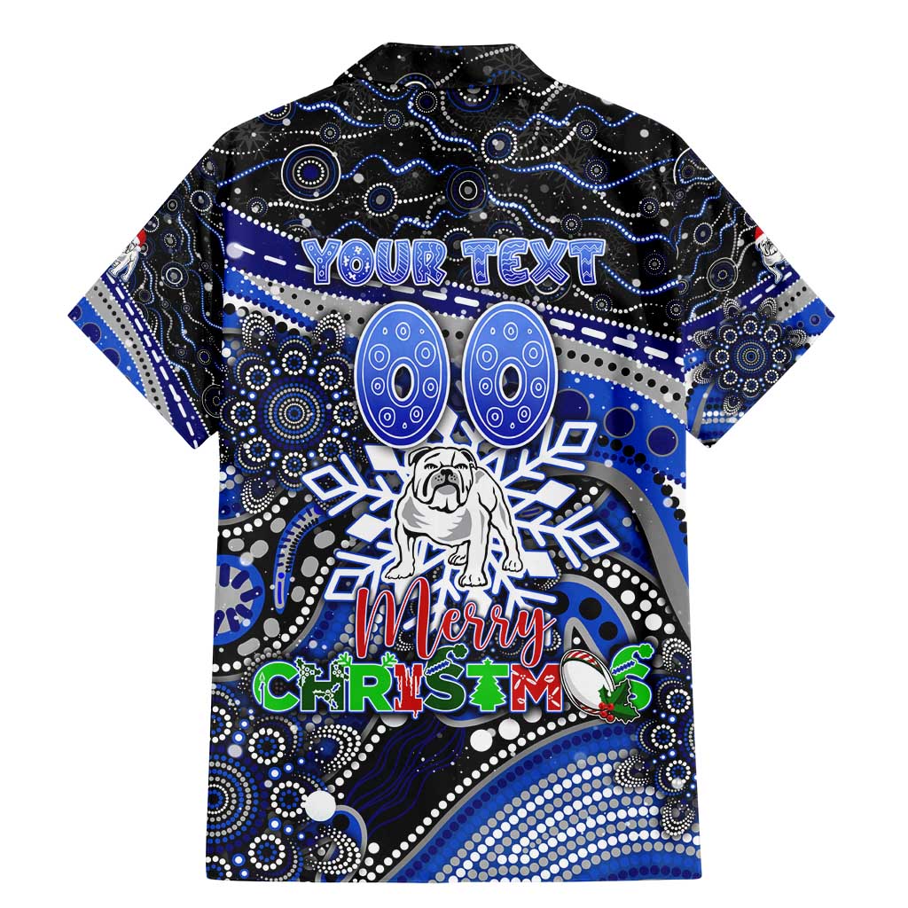 Merry Christmas Bulldogs Family Matching Mermaid Dress and Hawaiian Shirt Aboriginal Santa Rugby Mascot - Canterbury Bankstown