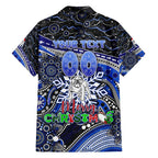Merry Christmas Bulldogs Family Matching Off Shoulder Maxi Dress and Hawaiian Shirt Aboriginal Santa Rugby Mascot - Canterbury Bankstown