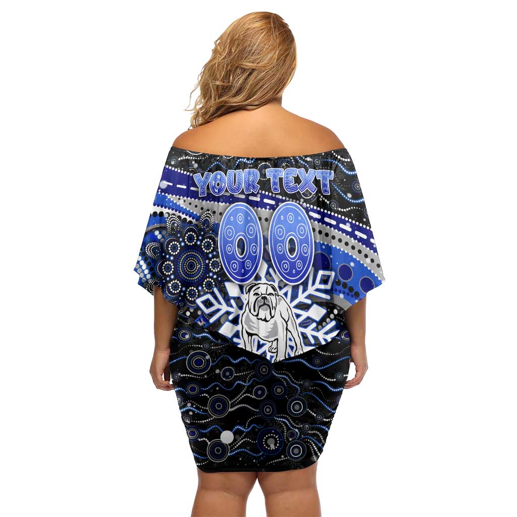 Merry Christmas Bulldogs Family Matching Off Shoulder Short Dress and Hawaiian Shirt Aboriginal Santa Rugby Mascot - Canterbury Bankstown