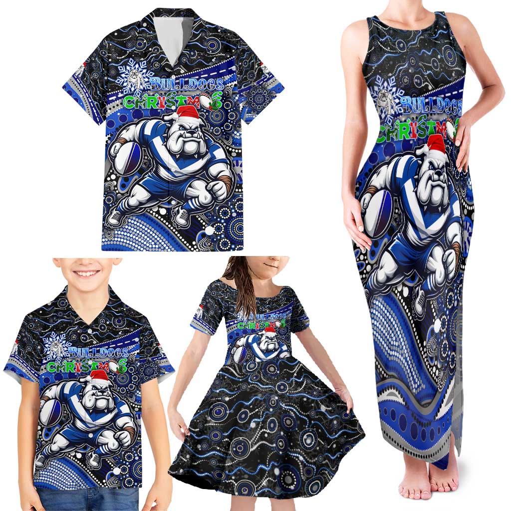 Merry Christmas Bulldogs Family Matching Tank Maxi Dress and Hawaiian Shirt Aboriginal Santa Rugby Mascot - Canterbury Bankstown