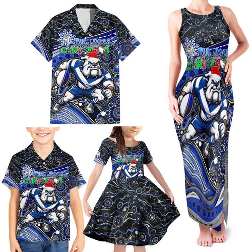 Merry Christmas Bulldogs Family Matching Tank Maxi Dress and Hawaiian Shirt Aboriginal Santa Rugby Mascot - Canterbury Bankstown