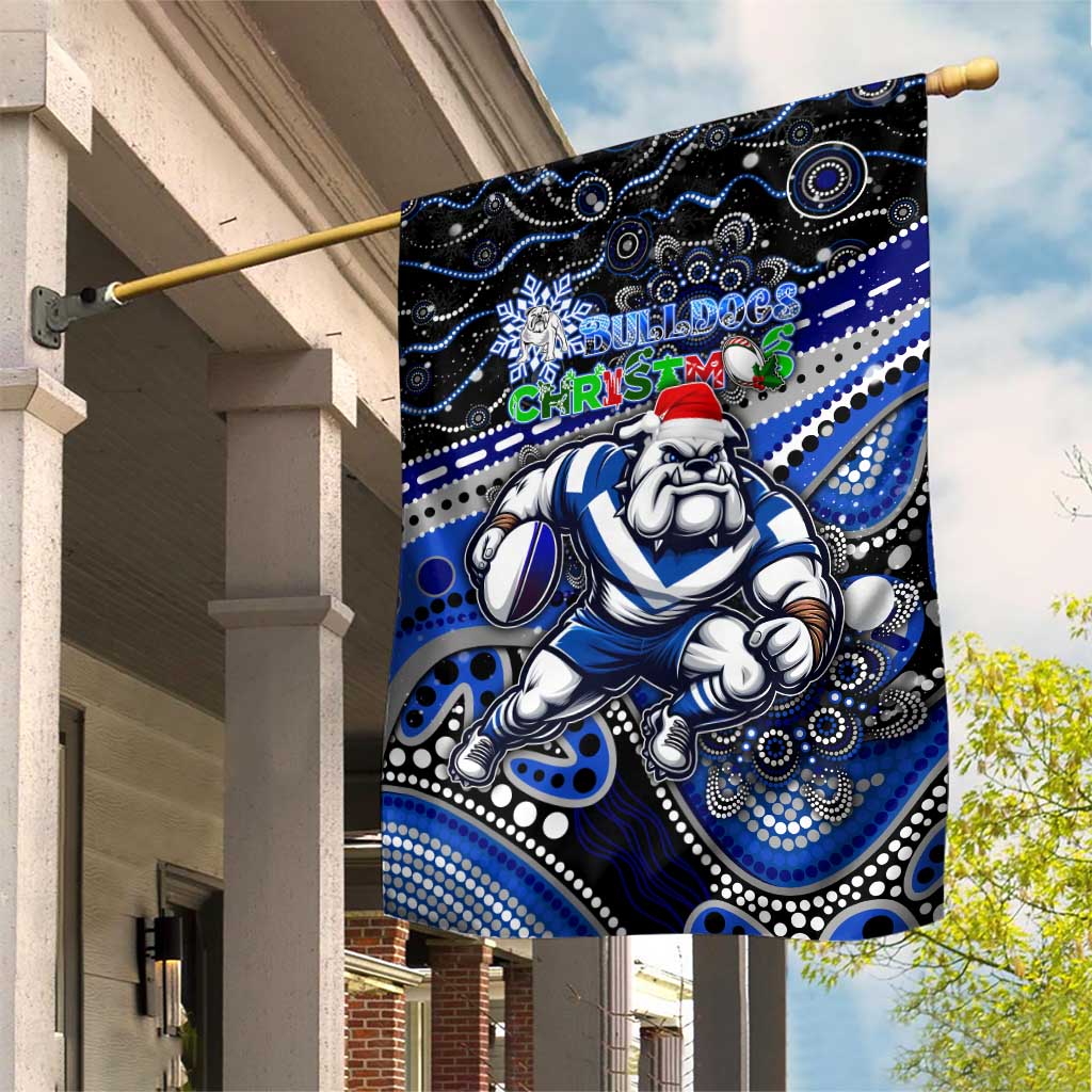 Merry Christmas Bulldogs Garden Flag Aboriginal Santa Rugby Mascot - Canterbury Bankstown