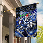 Merry Christmas Bulldogs Garden Flag Aboriginal Santa Rugby Mascot - Canterbury Bankstown
