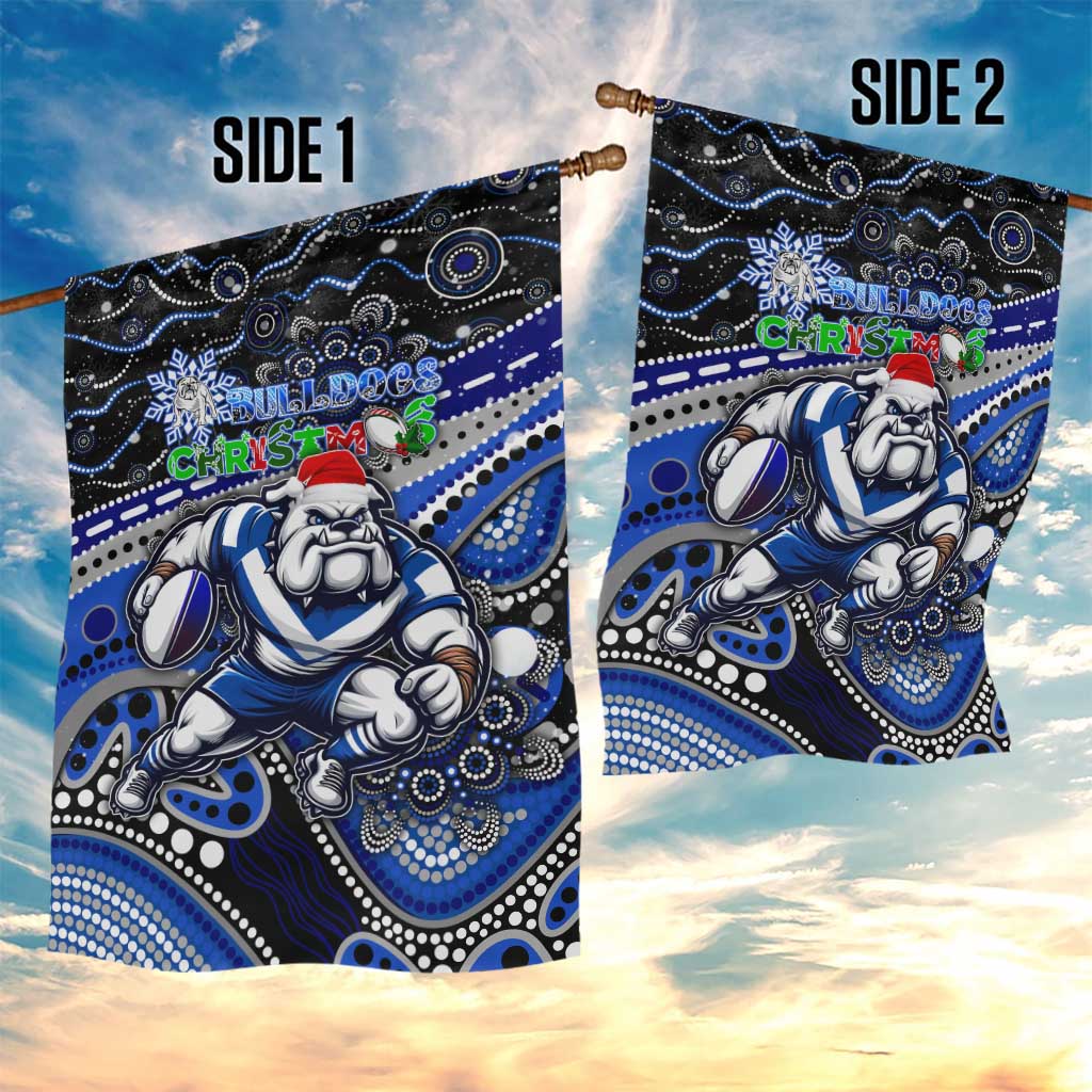 Merry Christmas Bulldogs Garden Flag Aboriginal Santa Rugby Mascot - Canterbury Bankstown