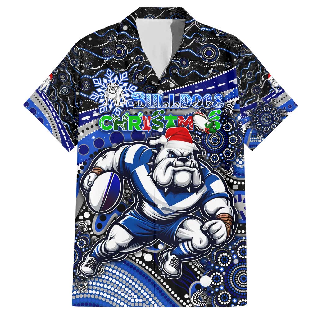 Merry Christmas Bulldogs Hawaiian Shirt Aboriginal Santa Rugby Mascot - Canterbury Bankstown